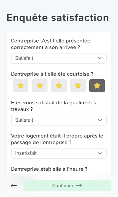 Questionnaire de satisfaction locataire Proxeva affiché sur mobile